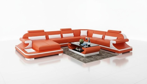 Moderne Ecksofa Couch Polster Sitzpolster Couchtisch Wohnlandschaft Eckgarnnitur