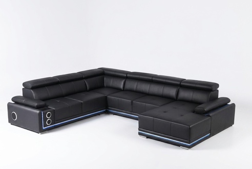 Moderne Ecksofa Wohnlandschaft Couch Eckgarnitur Led Linie Beleuchtet