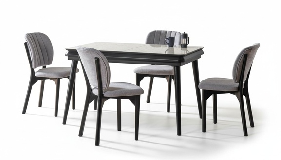 Moderne Essgruppe Designer Esstisch 4x Stühle 5tlg Stilvoller Set