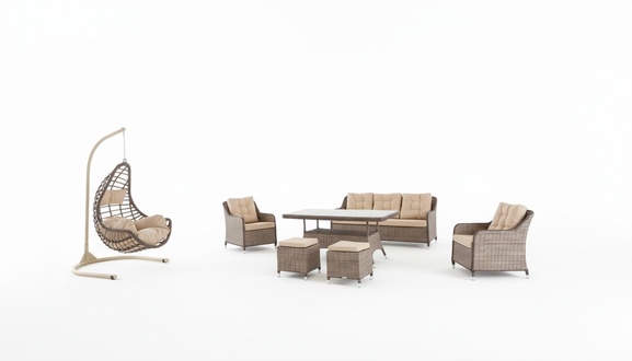 Moderne Gartenmöbel Tisch Sessel Hocker Veranda Sofa Garnitur 6tlg. Neu