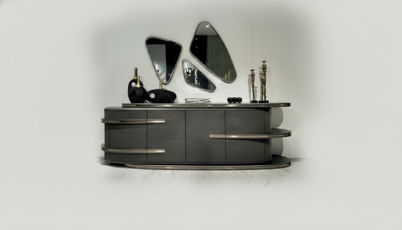 Moderne graue Holz-Konsole für Wohnzimmer, Flur oder Büro