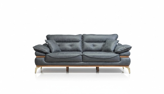 Moderne Graue Wohnzimmer Sofagarnitur 3+1 Sitzer Couch und Sessel