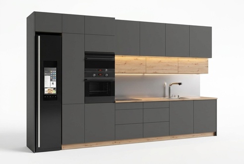 Moderne Küche Zeile Küchen Schrank Design Möbel Maßfertigung Küchenzeile Grau
