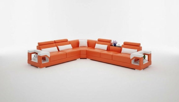 Moderne Ledersofa Couch Polster Sofa Couchen Ecksofa + USB