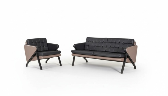 Moderne Sofagarnitur Luxus Zweisitzer Sessel Polster Design Arbeitsmöbel 2+1