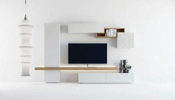 Moderne Weiße Wohnwand Wohnzimmermöbel Wohnwände Schränke Möbel Neu