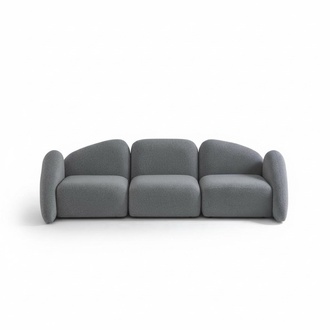 Moderner grauer Stoff 4-Sitzer Sofa mit Holzrahmen