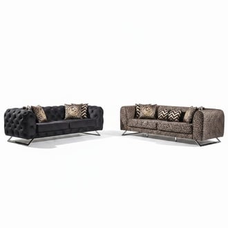 Moderner schwarzer 4-Sitzer Sofa aus Textil und Holz
