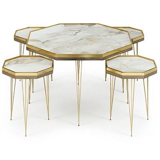 Moderner Wohnzimmer-Set in Mehrfarbig aus MDF und Edelstahl
