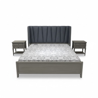 Modernes Bett Polster Design Luxus Doppel Hotel Betten Möbel Ehe Holzbetten Grau