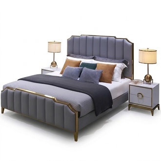 Modernes Design Bett 180x200 Leder Metall Betten Doppel Schlaf Zimmer