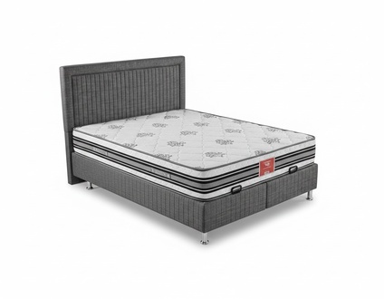 Modernes Graues Bett mit Matratze aus Textil und Edelstahl