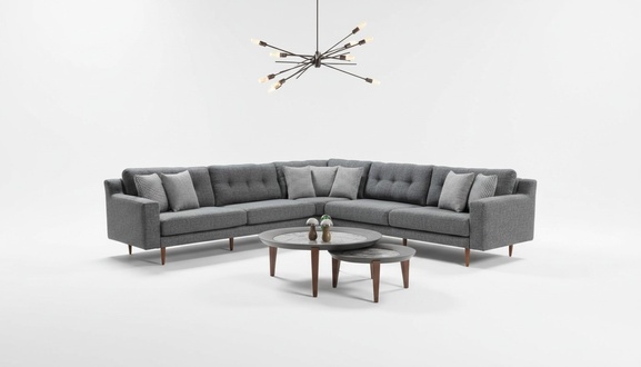 Modernes Graues Polstersofa Wohnzimmer Stoffsofa Designer L-Form Couch
