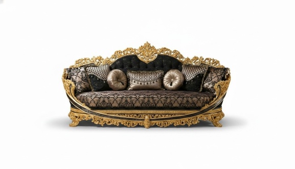 Modernes schwarzes 4-Sitzer Sofa mit gemustertem Textilbezug