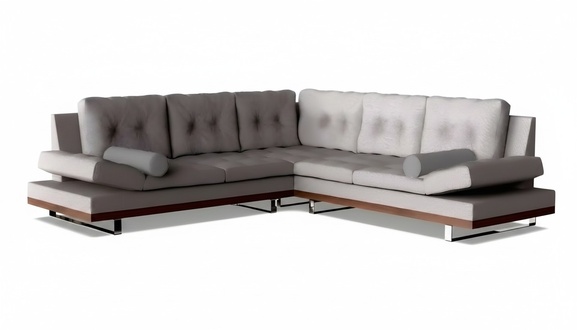 Modernes weißes Stoff-Ecksofa mit Holzrahmen