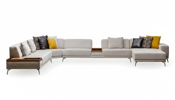 Modernes weißes Stoff-Ecksofa aus Holz für eleganten Wohnstil