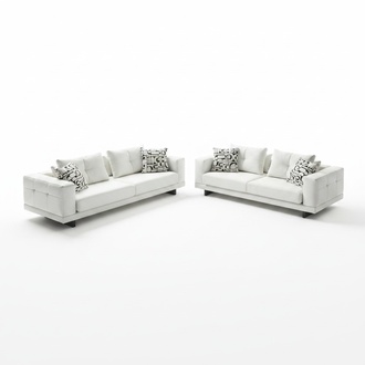 Modernes weißes Wohnzimmer Set aus Textil und Holz