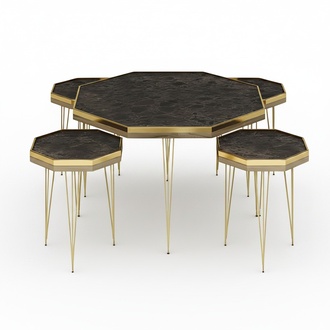 Modernes Wohnzimmer-Set Schwarz Edelstahl MDF Elegant
