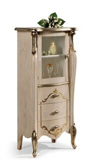Möbel Klassischer Kommode Holz Glas Vitrine Kommodenschrank Designer
