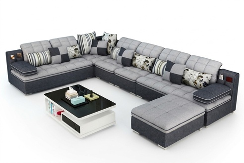 Möbel Wohnlandschaft Luxus Ecksofa U-form Polster Sofas Relax Couch Textil Sitz
