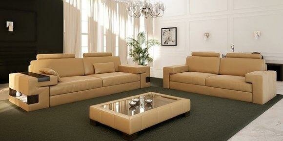 Sofagarnitur Couch Polster Set 3+2+1 Leder Sofas Sitz Neu Garnitur Nassau