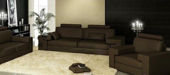 Sofagarnitur Couch Polster Set 3+2+1 Leder Sofas Sitz Neu Garnitur Modern Nassau