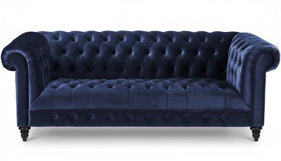 Navy Blau Dreisitzer Stoff Chesterfield Design Couchen Polster Sofa 220cm Neu
