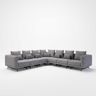 Neu Komplett Möbel Ecksofa L-Form Textil Wohnzimmer Holz Couchtisch
