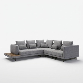 Luxus Garnitur Textil Polstersofa L-Form Möbel Wohnzimmer Couchtisch