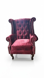Ohrensessel Chesterfield Sessel Samt Rot Couch 1 Sitzer Modern