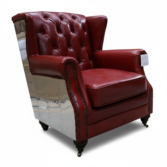 Ohrensessel Echtleder Vintage Chesterfield Leder Fernsehsessel Ledersessel