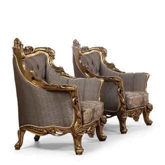 Ohrensessel Sessel Barock Polster Design Sofa Couch Chesterfield Textil Luxus