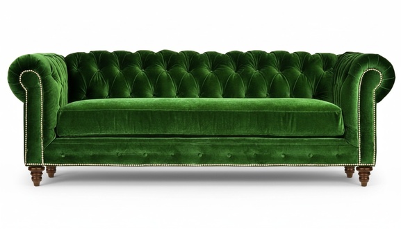 Original Chesterfield Dreisitzer Modern Design Sofa Grün Samt Möbel Stoff Couch