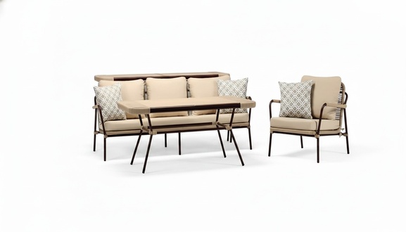 Outdoor Möbel Außenmöbel Sofa Gartenlounge Loungemöbel Terrassen Couch 3tlg