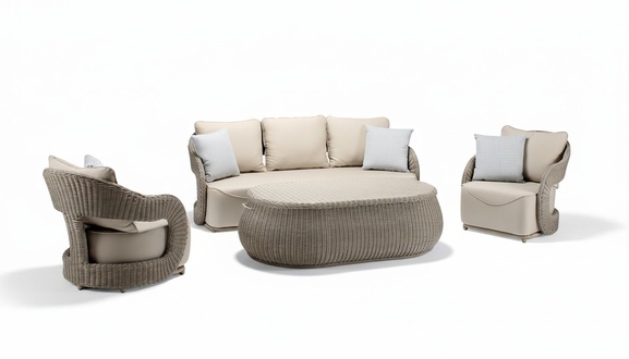 Outdoor Rattanmöbel Gartenmöbel Sitzgarnitur Terrassenmöbel Balkonmöbel 4tlg.