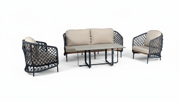 Outdoor Rattanmöbel Terrassenmöbel Balkonmöbel Gartenmöbel Sitzgarnitur 4tlg.