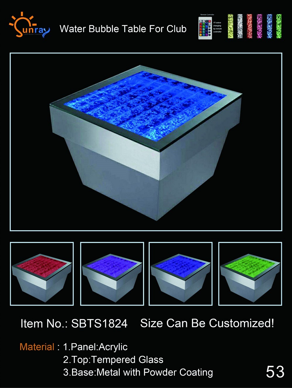 Design Tisch Couchtisch Wasser Säulen Säule Water Sofa LED Deko Beleuchtet