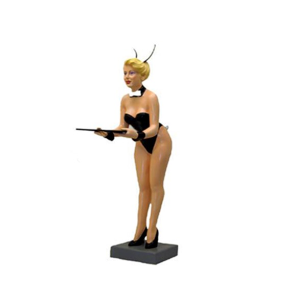 Designer Skulptur reizügiges Mädchen mit Hasenohren Bunny Ablage Tisch