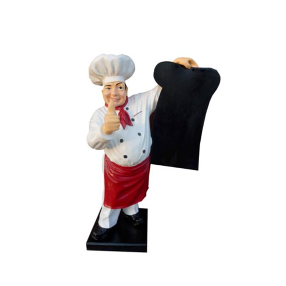 Werbe Tafel Koch Figur Statue Skulptur Werbefigur Menütafel