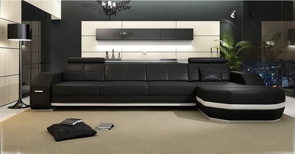 Design Ecksofa Couch Polster Eck Garnitur Ledersofa Ecke Wohnlandschaft