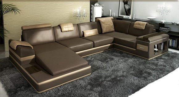 Ecksofa Sofa Couch Modern Polster Leder Garnitur Wohnlandschaft Ecke Wohn