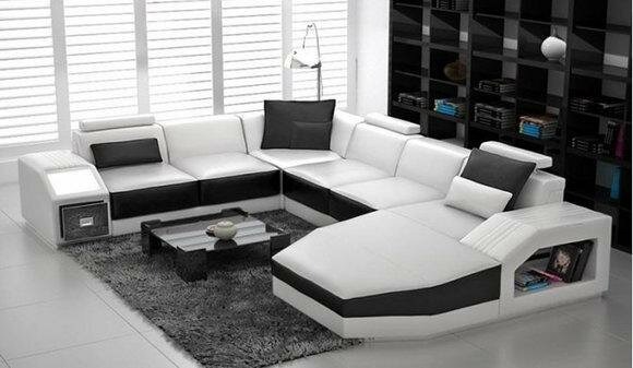 Ecksofa Sofa Couch Polster Leder Garnitur Wohnlandschaft Ecke Modern Wohn