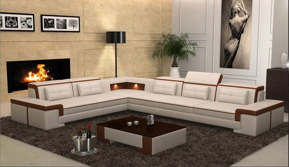 Modern Ecksofa Couch Leder Polster Design Sofa Garnitur Wohnlandschaft
