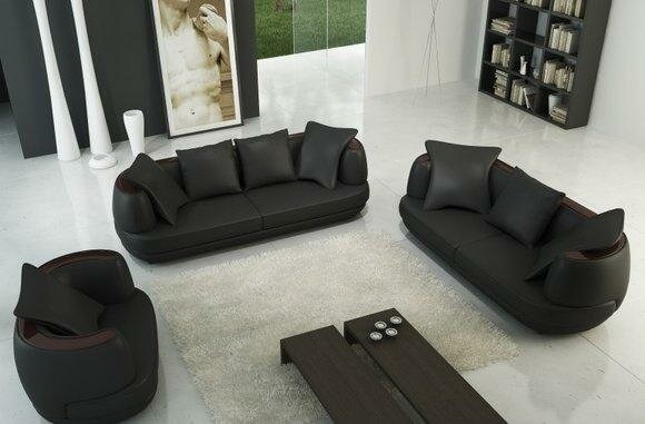 Sofagarnitur Couch Polster Leder Sofa 3+2+1 Klassische Wohnzimmer Couchen Royal