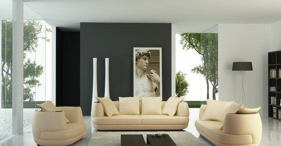 Sofagarnitur Couch Polster Leder Sofa 3+2+1 Wohnzimmer Klassische Couchen Royal