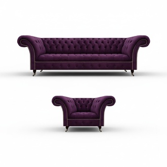 Polster Luxus Möbel Sofagarnitur 2tlg Design Lila Textilsofas Modern Design