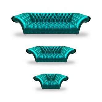 Polster Möbel Sofas Set Sitzmöbel Blau Chesterfield Garnitur Neu Wohnzimmer