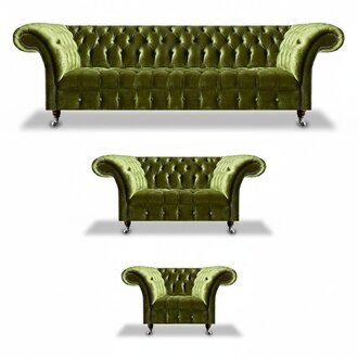 Polster Textil Sofa Garnitur 4+2+1 Sitzer Luxuriöse Wohnzimmer Chesterfield
