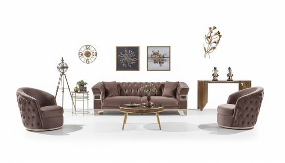 Polstermöbel Braun Sofagarnitur 3+1+1 Sitzer Luxus Komplett Design Möbel