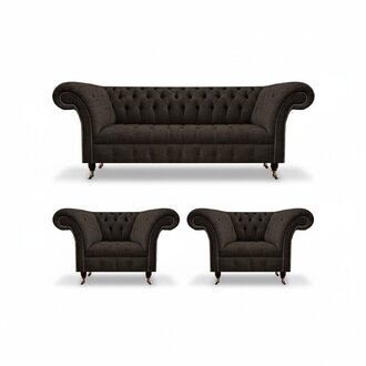 Polstermöbel Chesterfield Wohnzimmer Set 3tlg Luxus Komplett Designer
